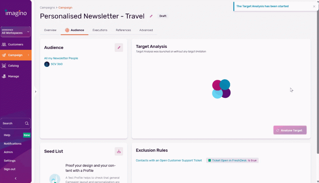 Tableau de bord - Newsletter personnalisée dans l'application