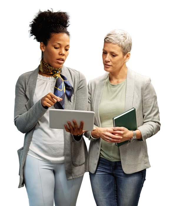 colleagues looking at tablet 3