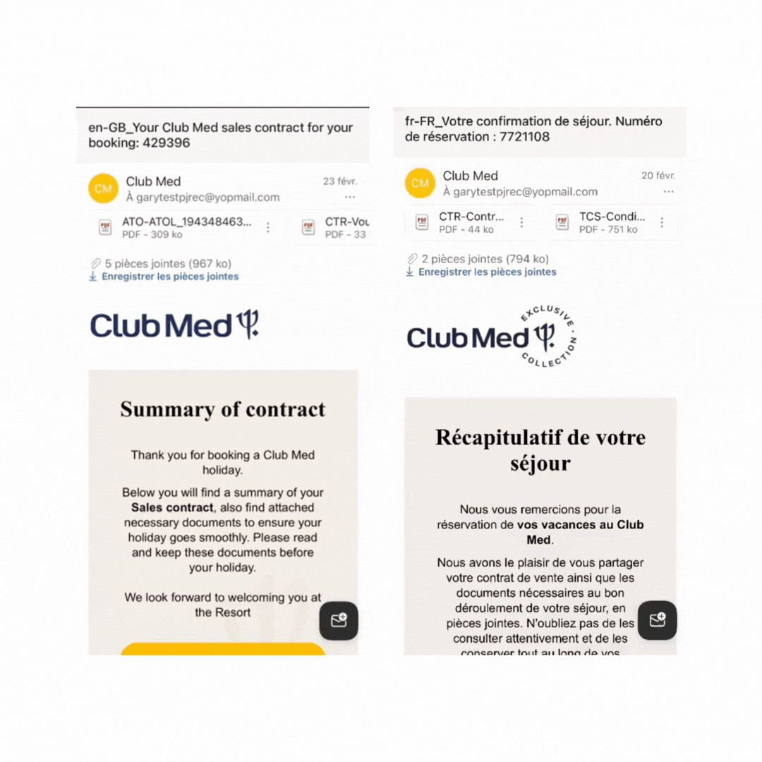 Club Med email transactionnel