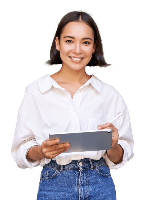 lady with tablet